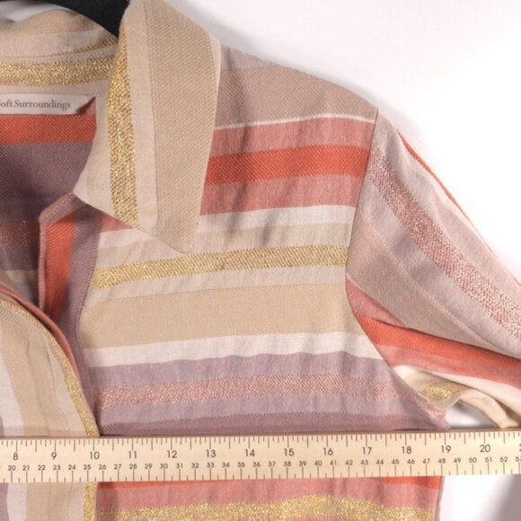 Soft Surroundings Maddalena Button Down Stripe Metallic Tunic 2CC30 Size XS - Picture 6 of 11